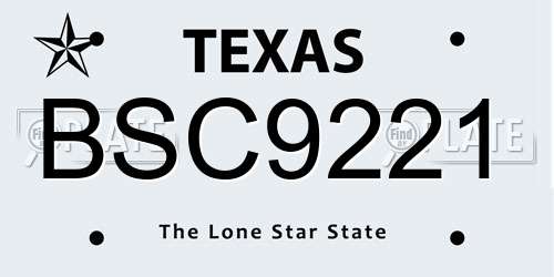 BSC9221 Texas License Plate