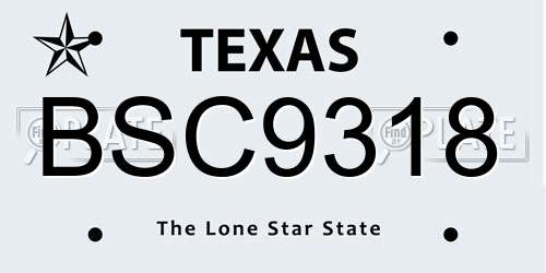 BSC9318 Texas License Plate