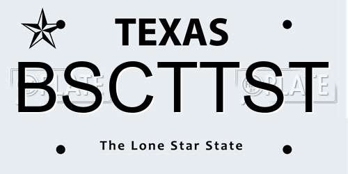 BSCTTST Texas License Plate