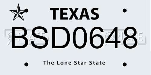 BSD0648 Texas License Plate