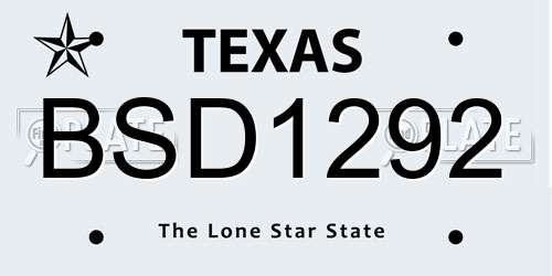 BSD1292 Texas License Plate