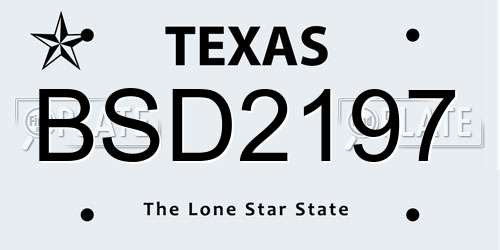 BSD2197 Texas License Plate