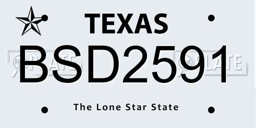 BSD2591 Texas License Plate