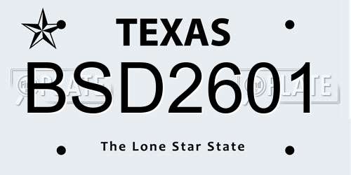 BSD2601 Texas License Plate