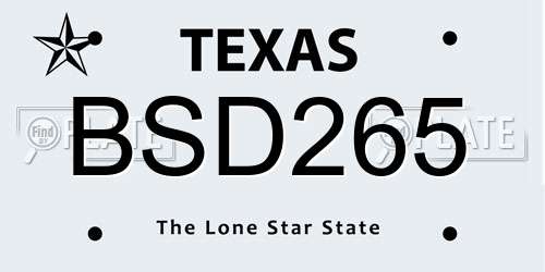 BSD265 Texas License Plate