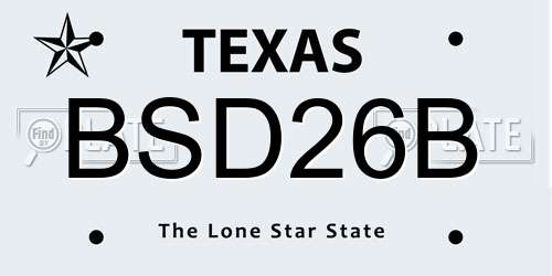 BSD26B Texas License Plate