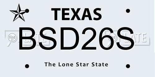 BSD26S Texas License Plate