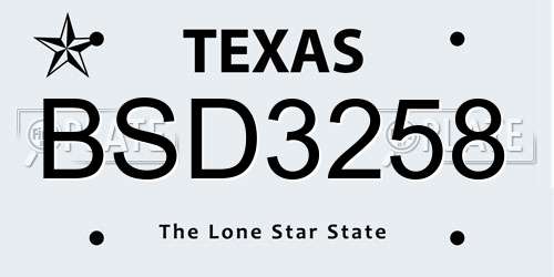 BSD3258 Texas License Plate