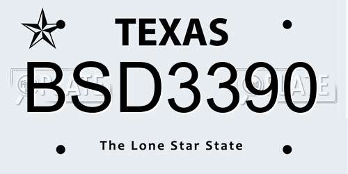 BSD3390 Texas License Plate