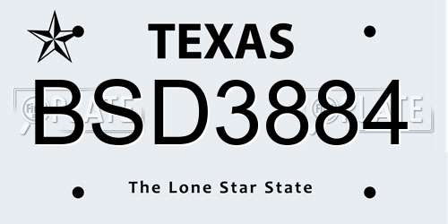 BSD3884 Texas License Plate