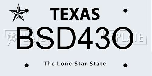 BSD43O Texas License Plate
