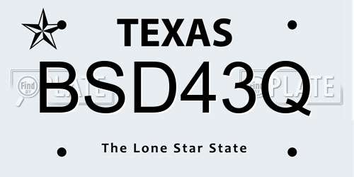 BSD43Q Texas License Plate