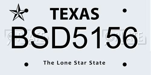 BSD5156 Texas License Plate