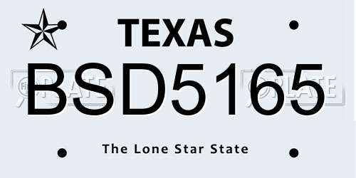 BSD5165 Texas License Plate