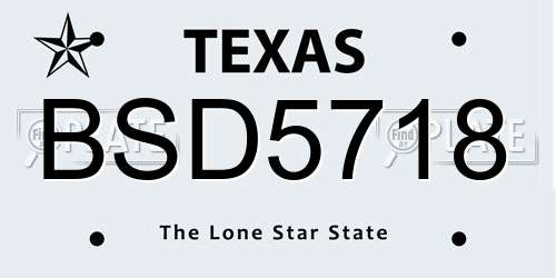 BSD5718 Texas License Plate