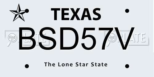 BSD57V Texas License Plate