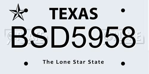 BSD5958 Texas License Plate