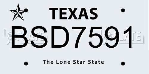 BSD7591 Texas License Plate