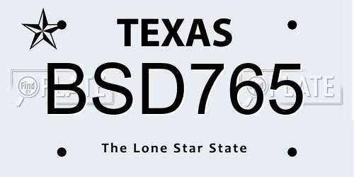 BSD765 Texas License Plate