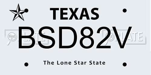 BSD82V Texas License Plate