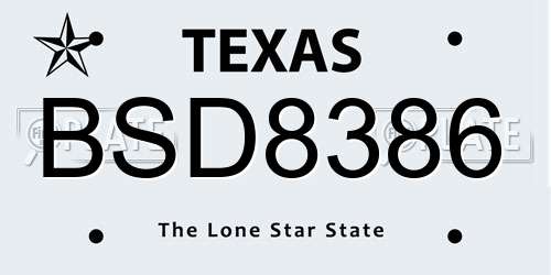BSD8386 Texas License Plate