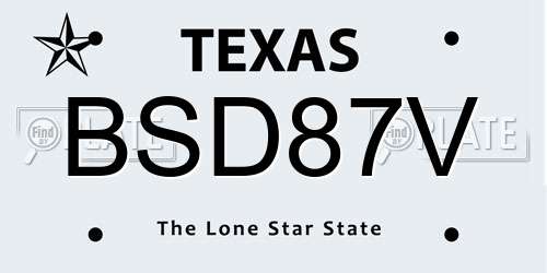 BSD87V Texas License Plate