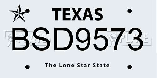 BSD9573 Texas License Plate