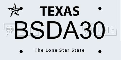 BSDA30 Texas License Plate