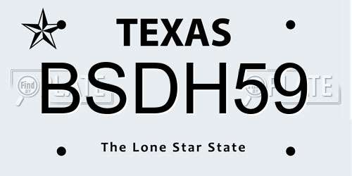 BSDH59 Texas License Plate