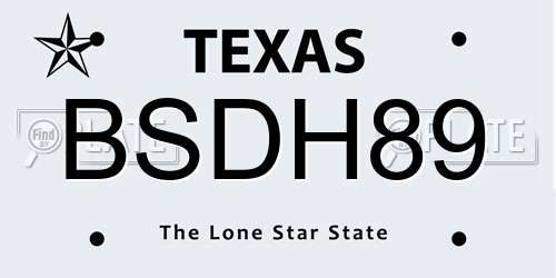 BSDH89 Texas License Plate