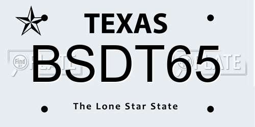 BSDT65 Texas License Plate