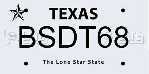 BSDT68 Texas License Plate