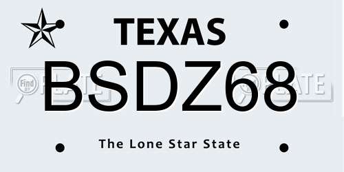 BSDZ68 Texas License Plate