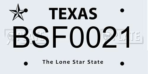 BSF0021 Texas License Plate