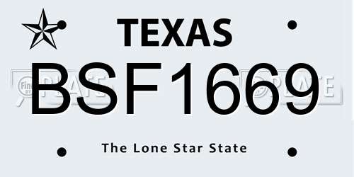 BSF1669 Texas License Plate