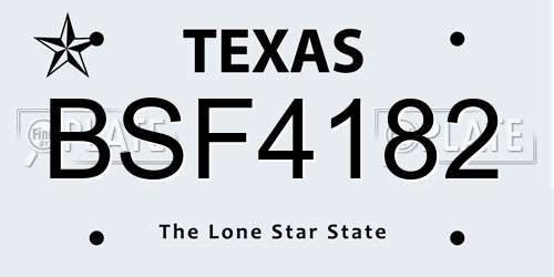 BSF4182 Texas License Plate