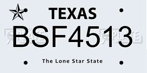 BSF4513 Texas License Plate