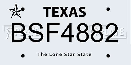 BSF4882 Texas License Plate