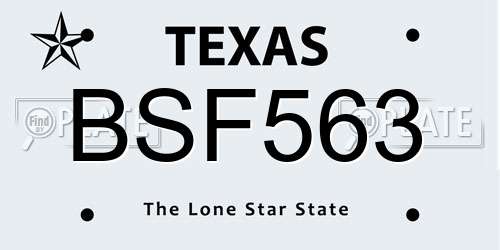 BSF563 Texas License Plate