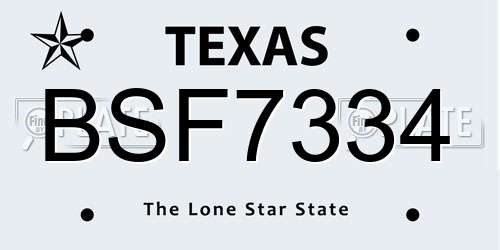 BSF7334 Texas License Plate