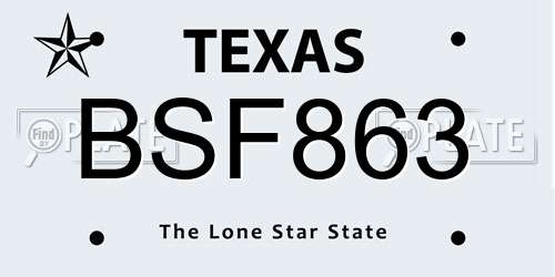 BSF863 Texas License Plate