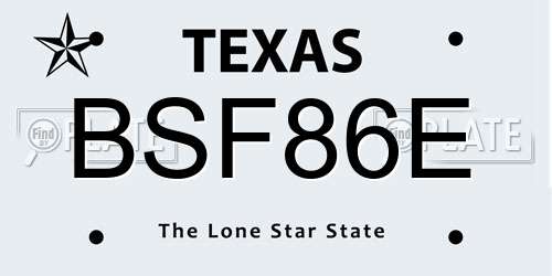 BSF86E Texas License Plate