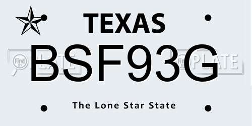 BSF93G Texas License Plate