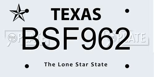 BSF962 Texas License Plate