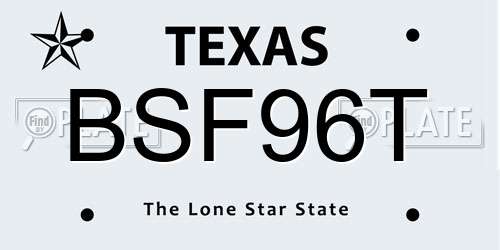 BSF96T Texas License Plate