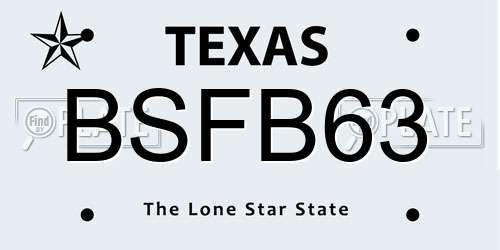 BSFB63 Texas License Plate