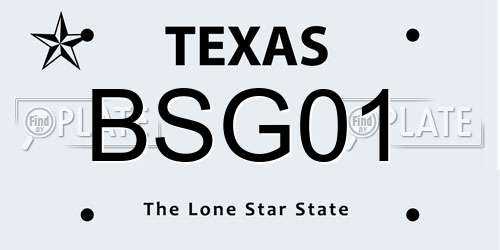 BSG01 Texas License Plate