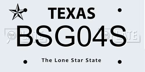 BSG04S Texas License Plate