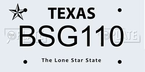 BSG110 Texas License Plate