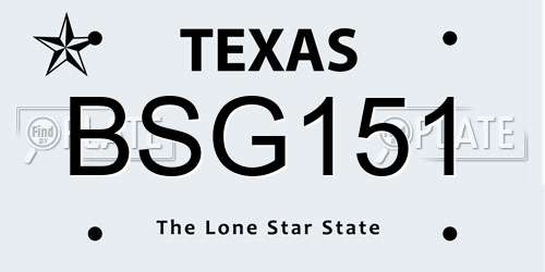 BSG151 Texas License Plate
